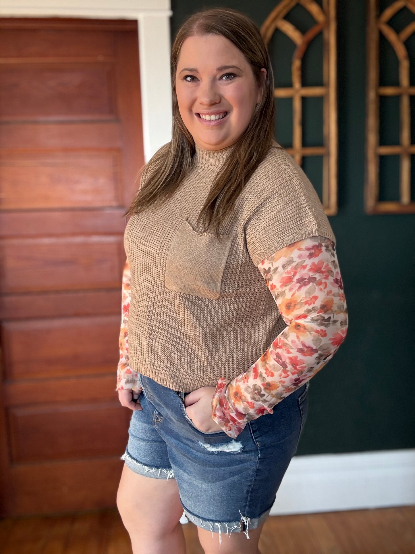 FLORAL MESH LONG SLEEVE