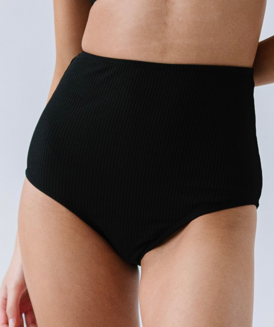 Black Ultra High Waisted Swim Bottoms
