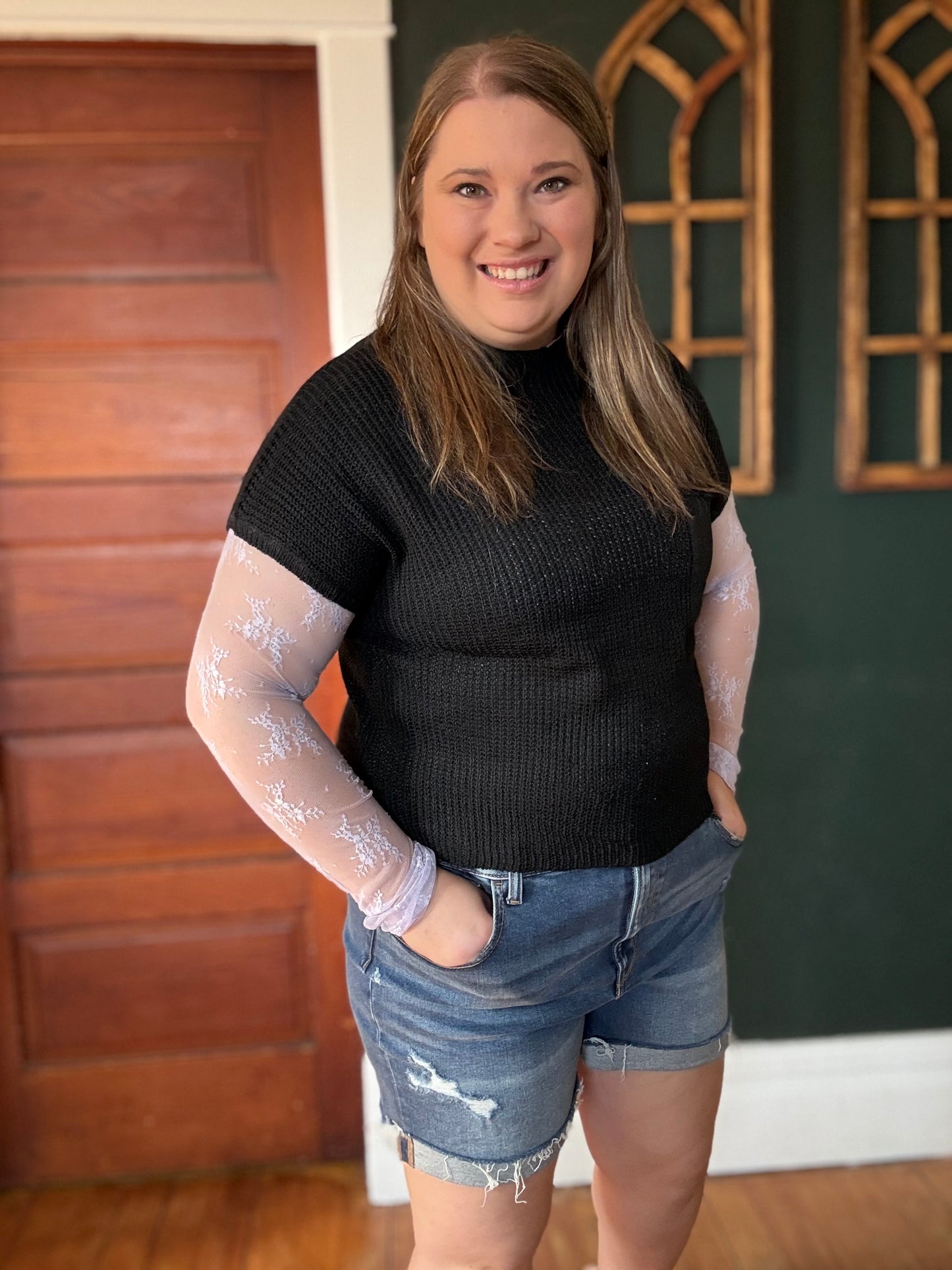 KNIT SWEATER TOP BLACK