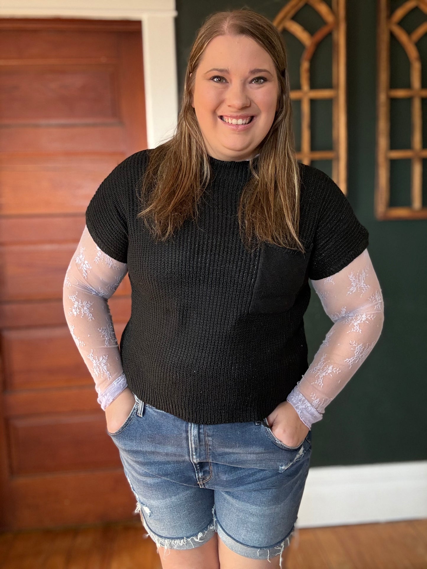 KNIT SWEATER TOP BLACK