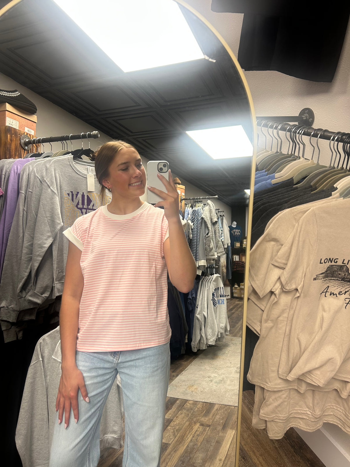 EVERY DAY STRIPED TEE DK PINK
