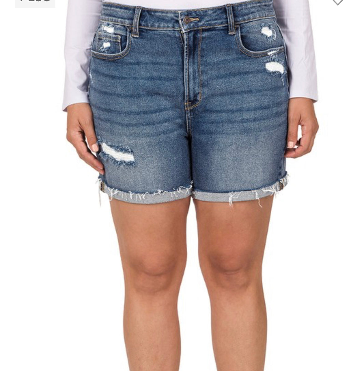 DISTRESSED CUFF DENIM SHORT