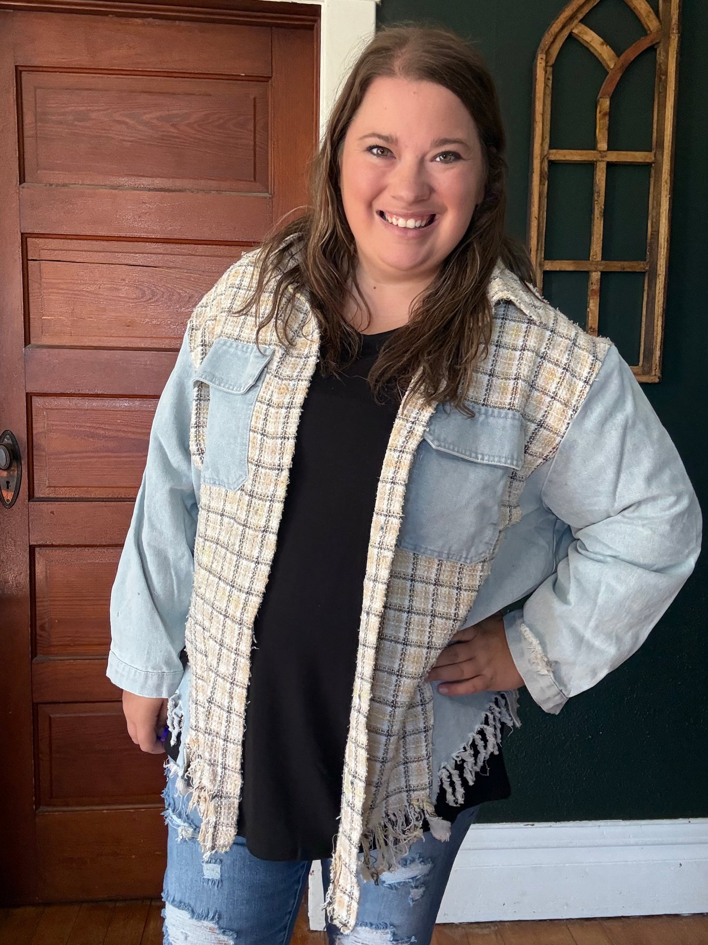 TWEED DENIM SHACKET