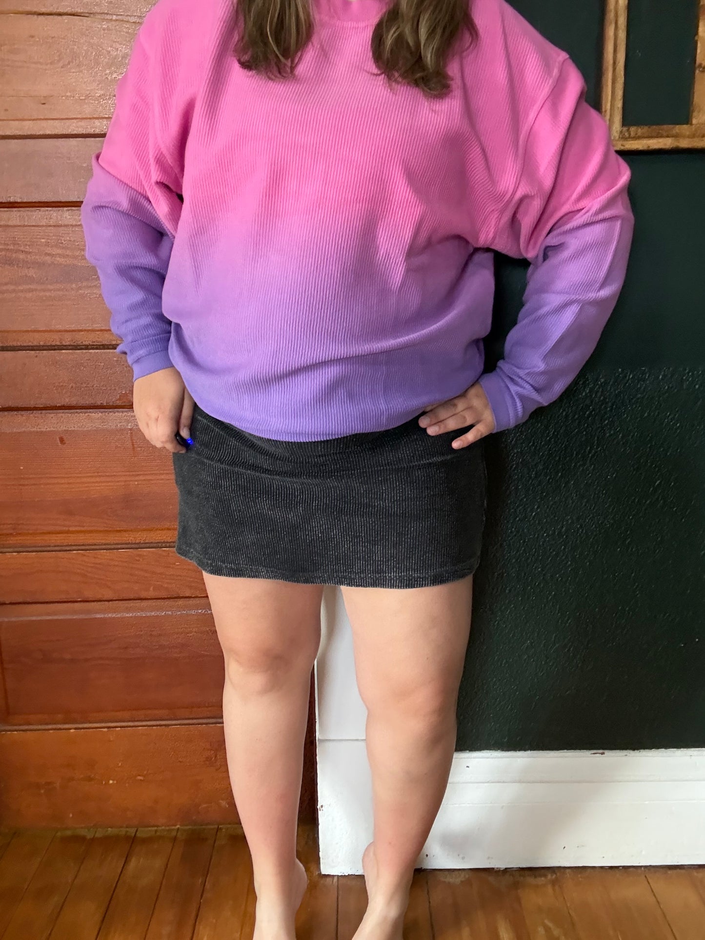 CORDED SKORT WASHED BLACK