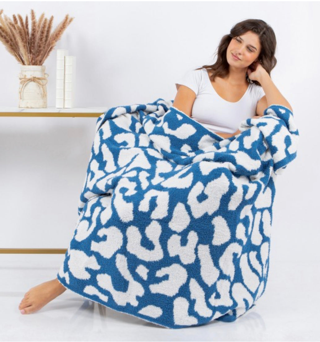 SO SOFT BLUE LEOPARD BLANKET