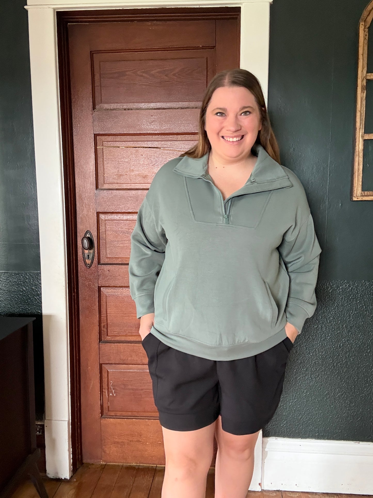 MODAL QUARTER ZIP PULLOVER SAGE LEAF