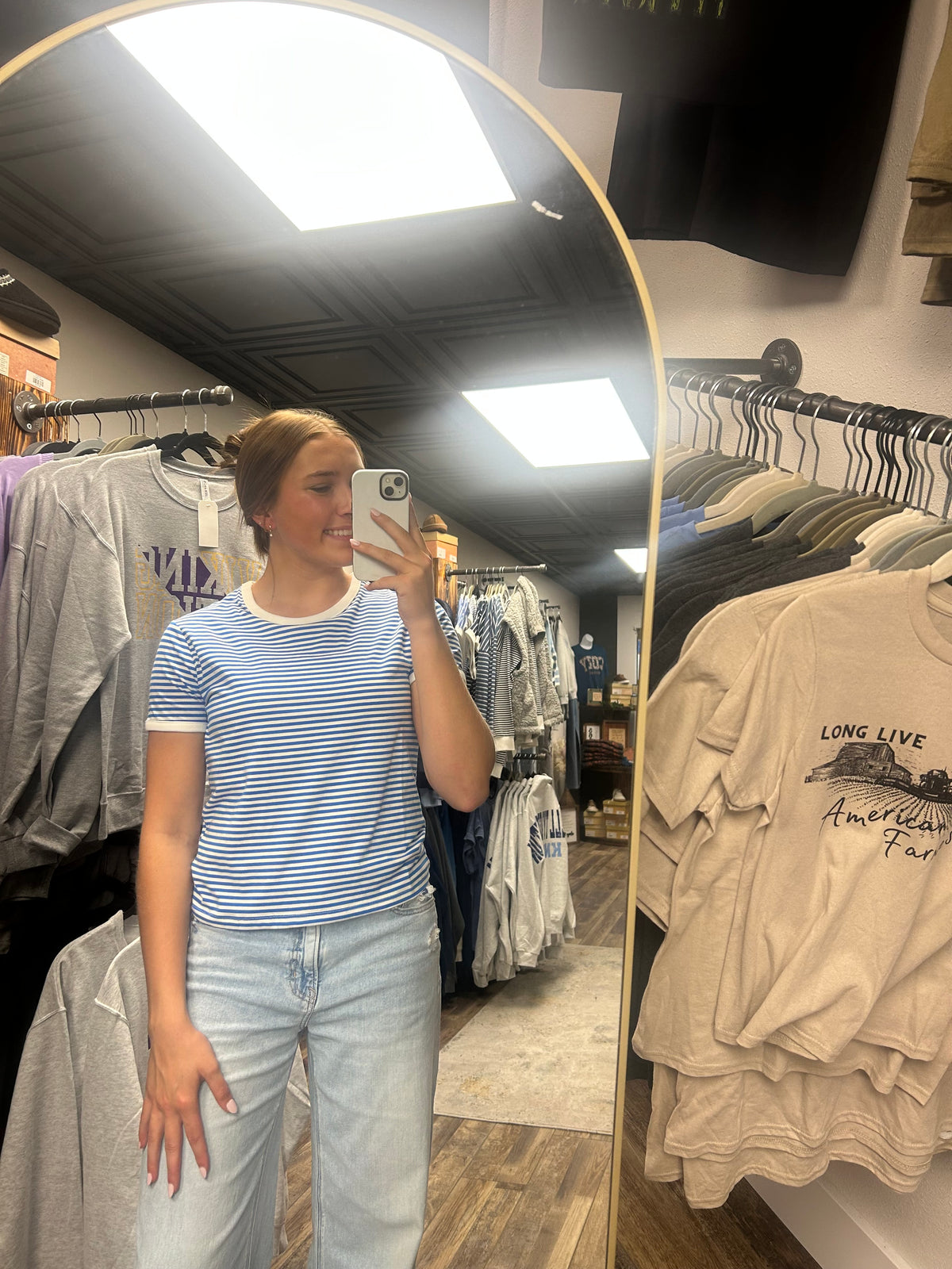 RIB BANDED TEE OCEAN BLUE