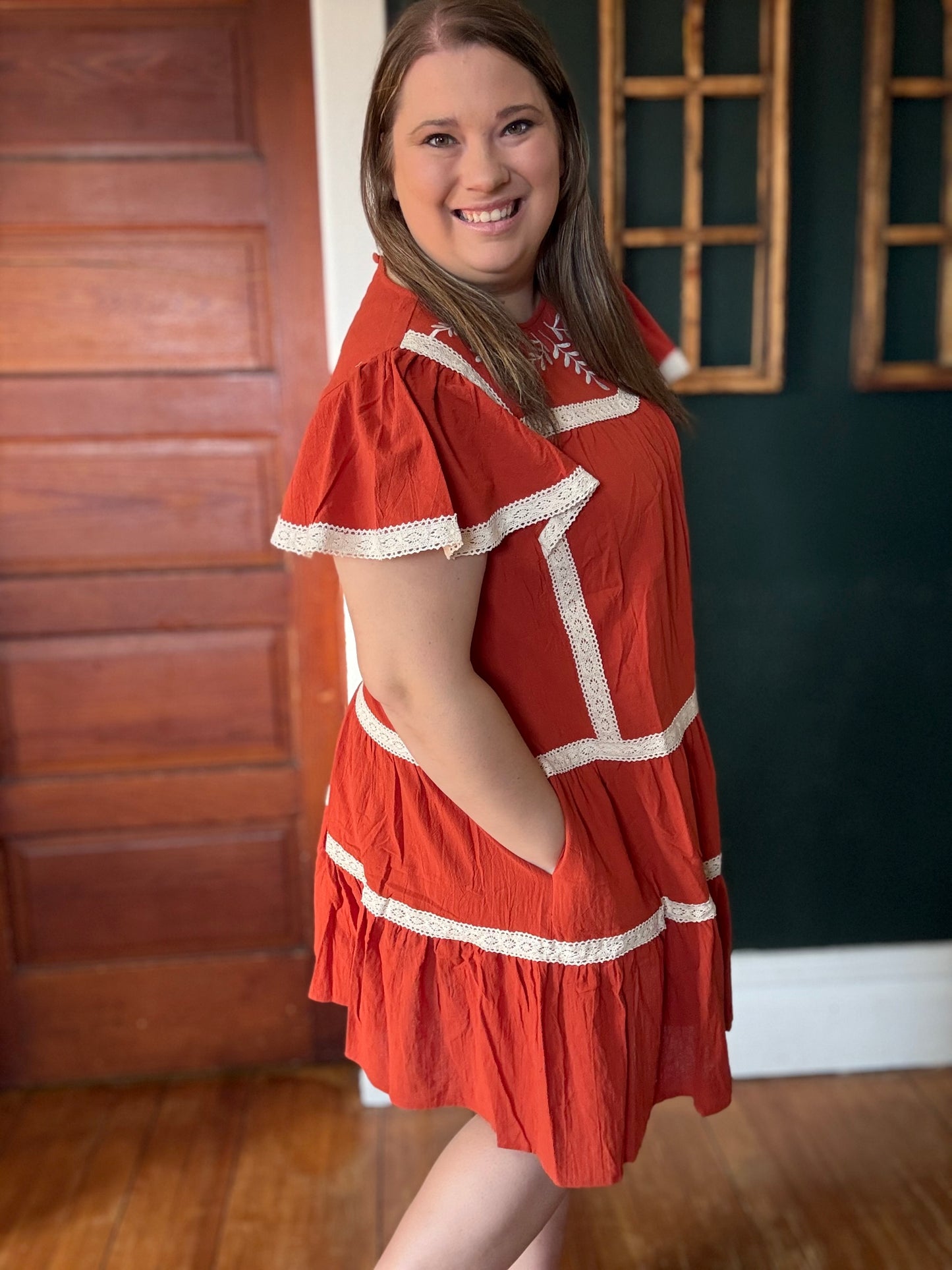 EMBROIDERED BABYDOLL DRESS