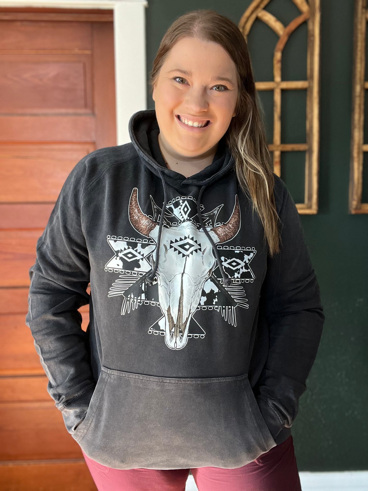 VINTAGE TRIBAL SKULL HOODIE