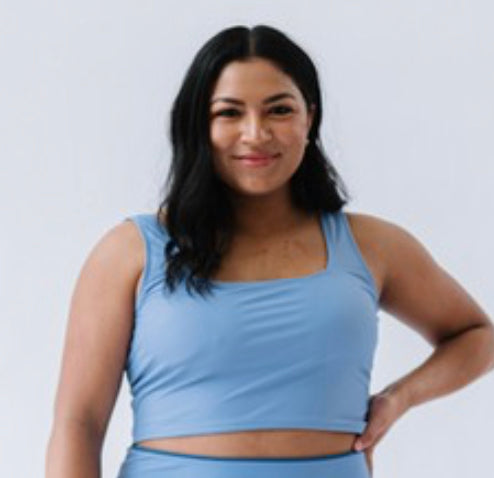 Surface Blue Square Neck Swim Top