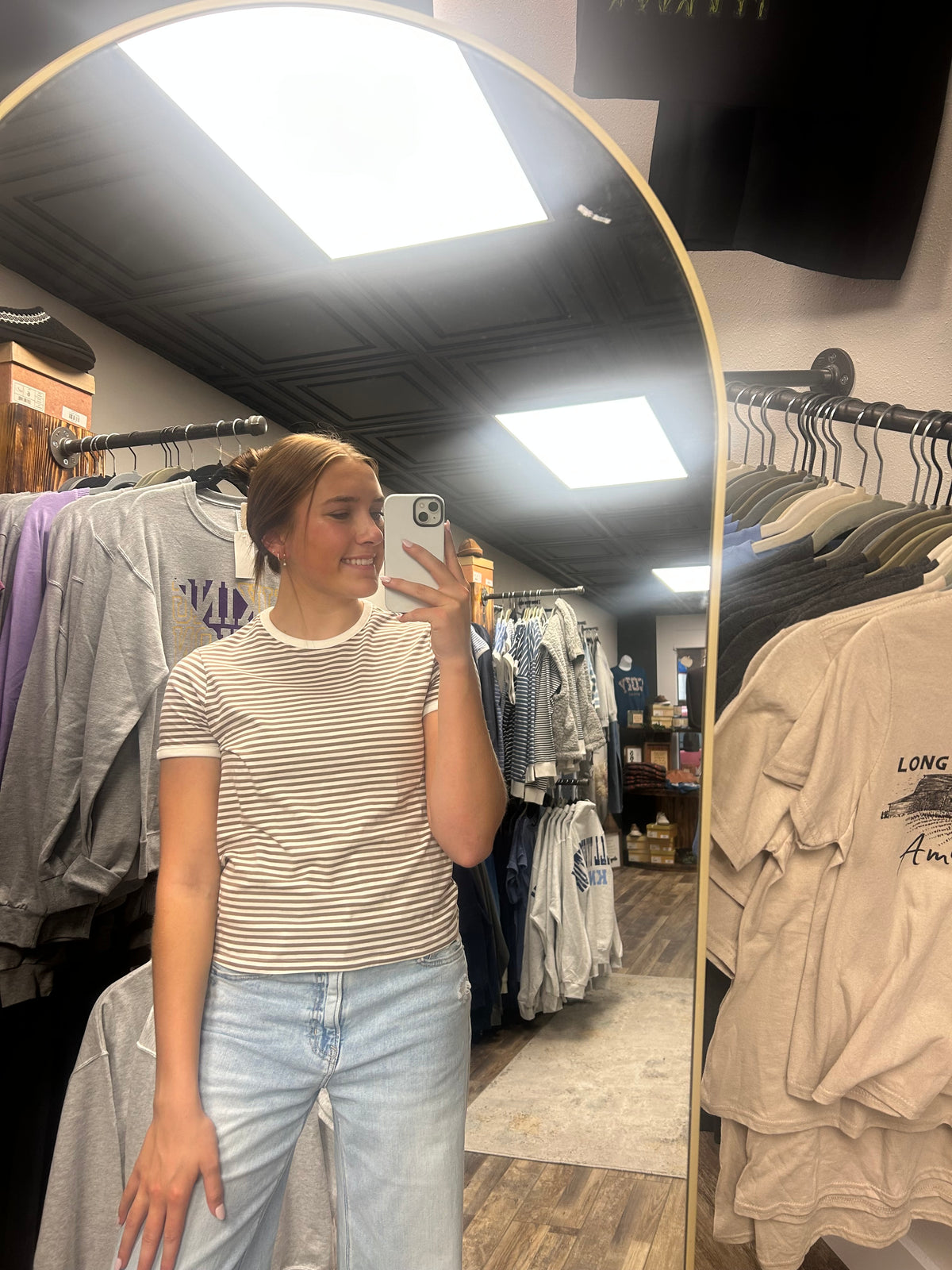 RIB BANDED TEE MOCHA