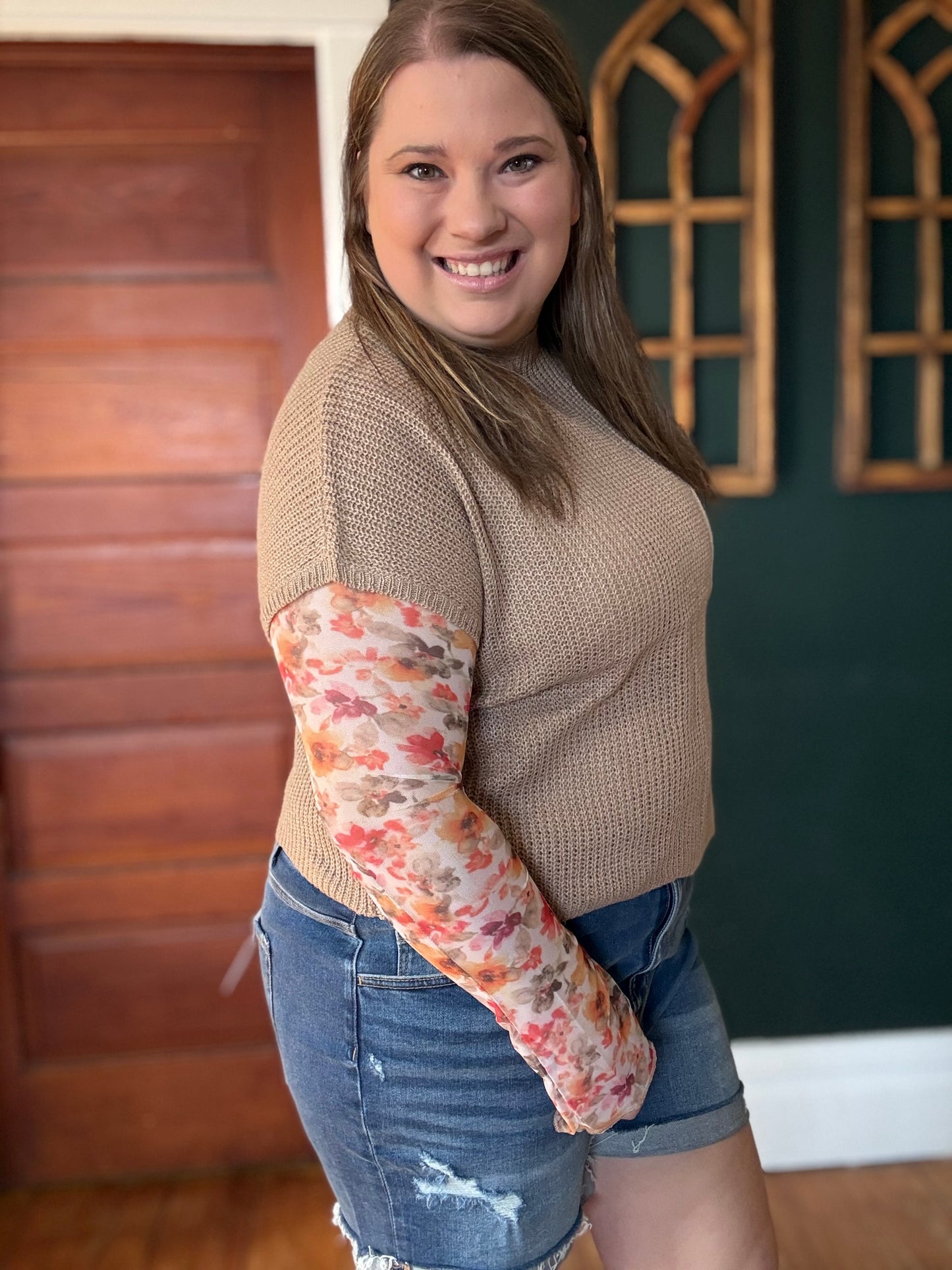 FLORAL MESH LONG SLEEVE