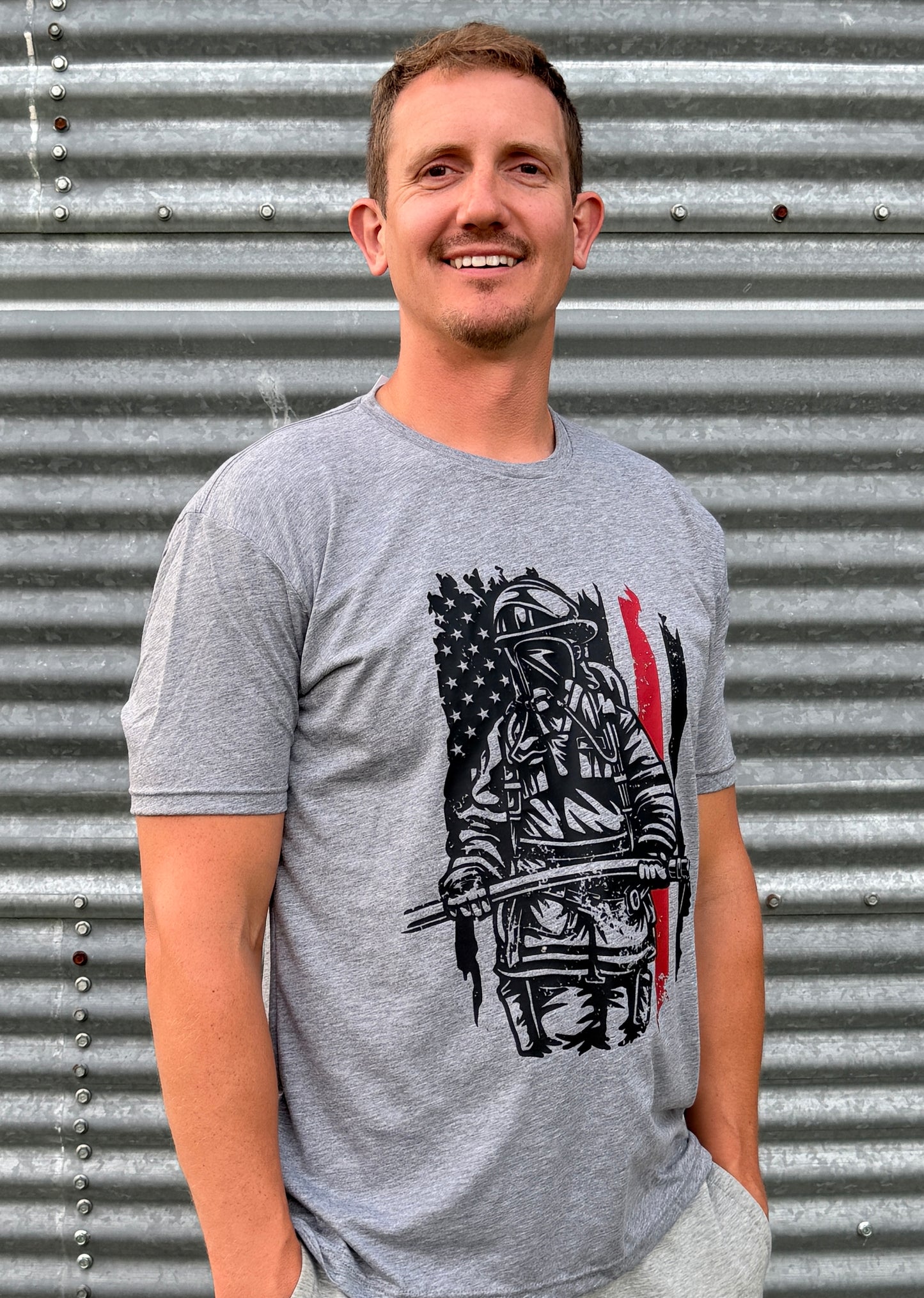 FIREMAN WITH FLAG TEE