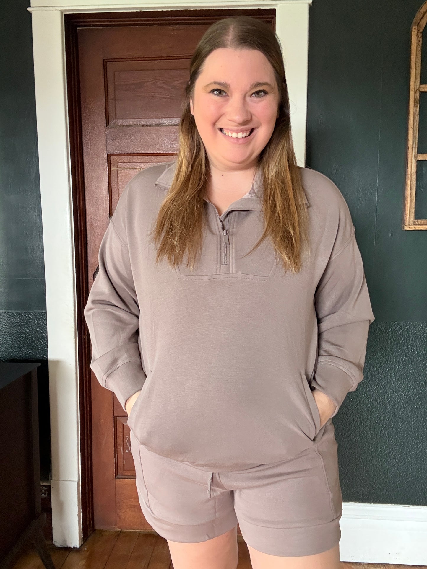 MODAL QUARTER ZIP PULLOVER MOCHA