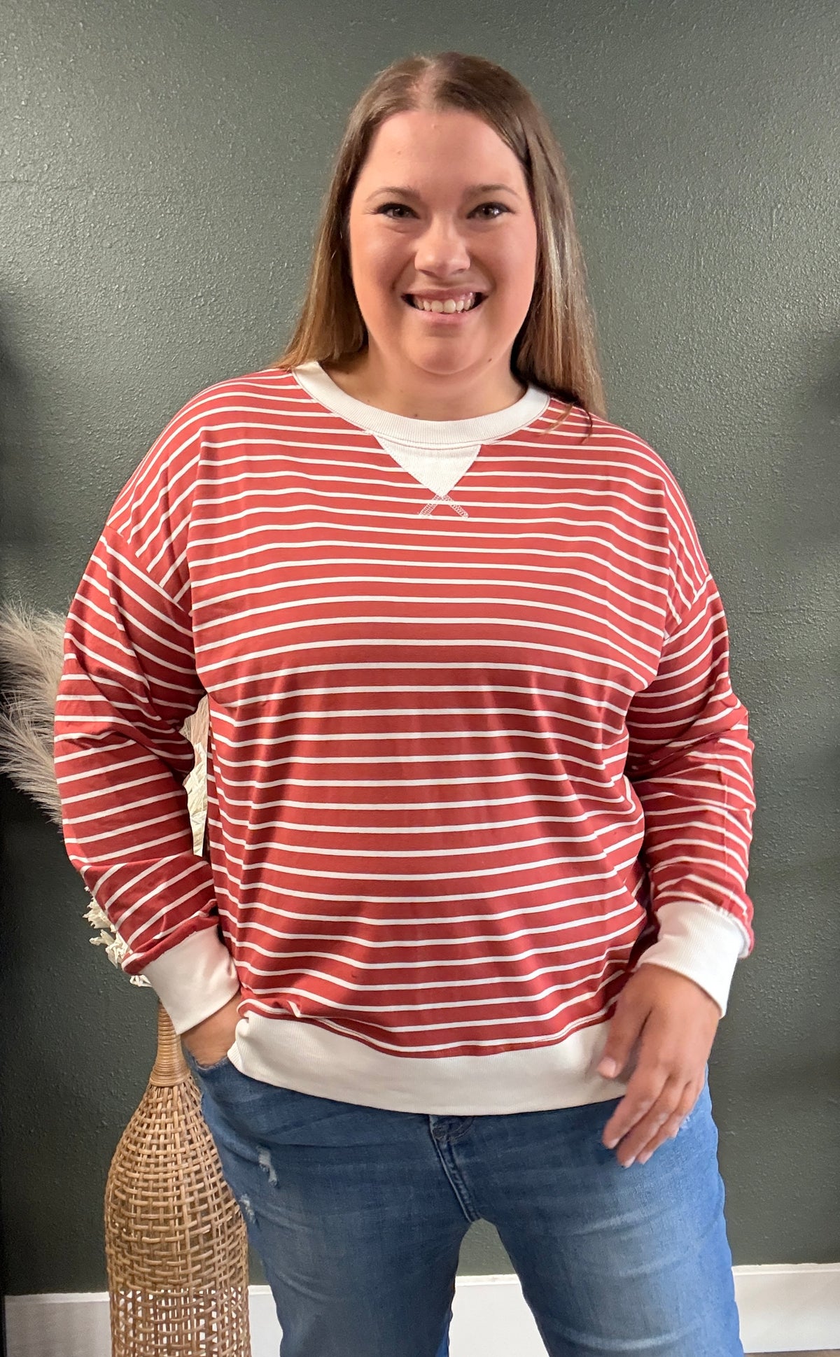 AUTUMN DAYS STRIPED TOP RUST CT-3557Y