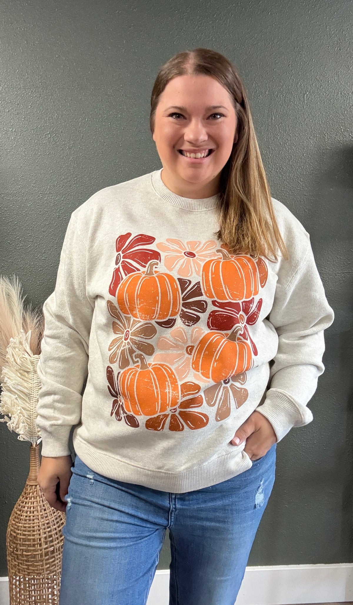 FLORAL PUMPKIN SWEATER