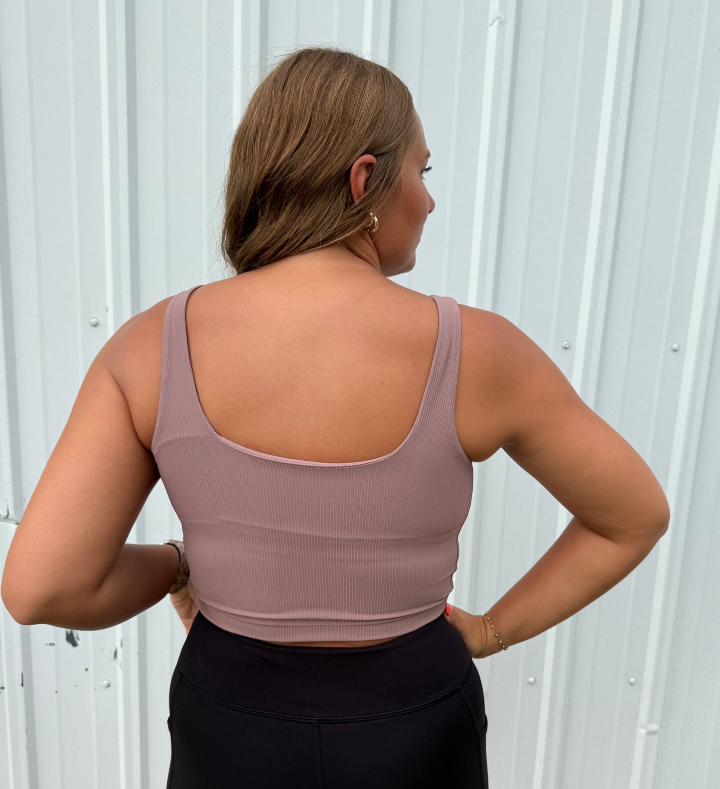 RIBBED SPORTS BRA CLAY ROSE
