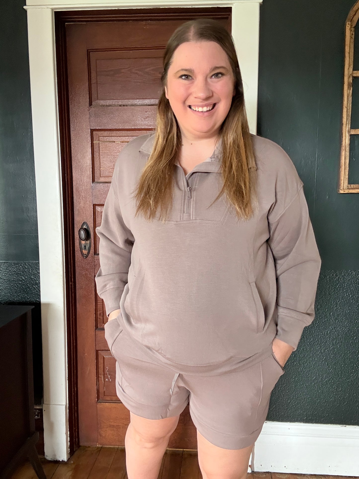 MODAL QUARTER ZIP PULLOVER MOCHA