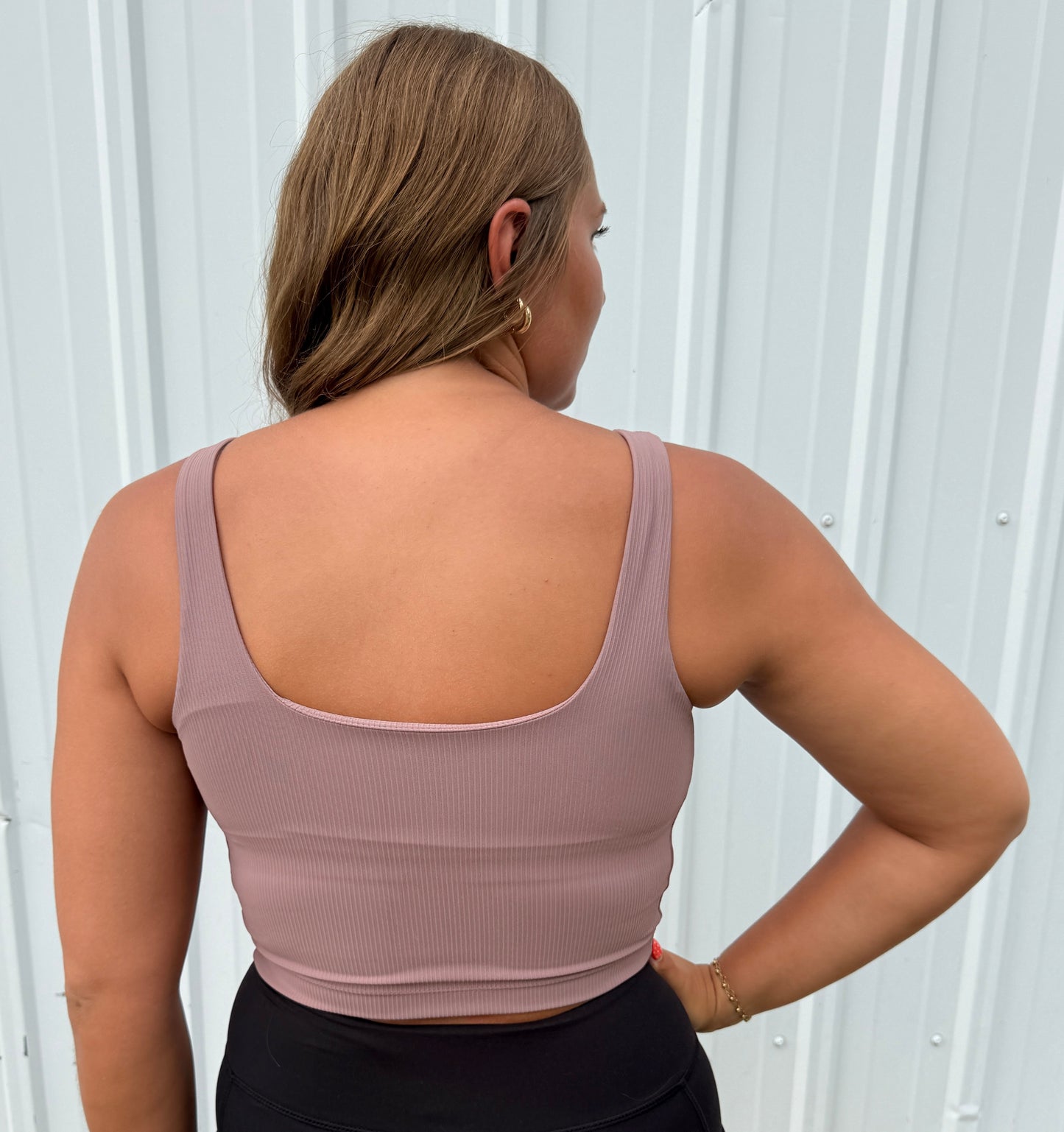 RIBBED SPORTS BRA CLAY ROSE