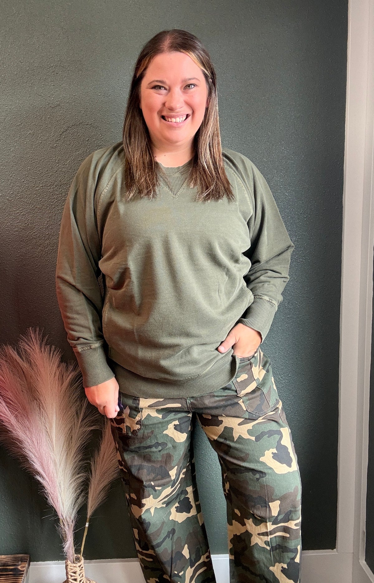 LIVED IN PULLOVER  5176D4 DK OLIVE