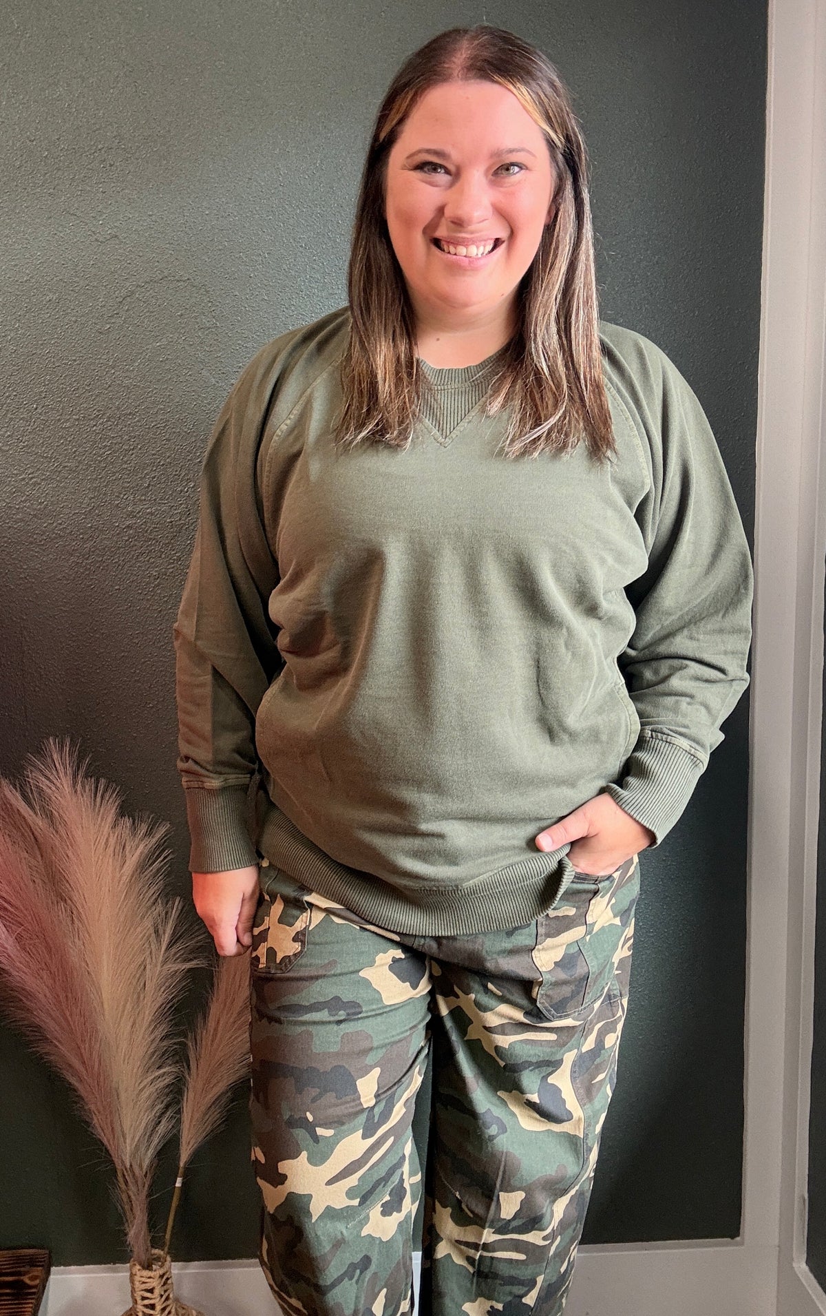LIVED IN PULLOVER  5176D4 DK OLIVE