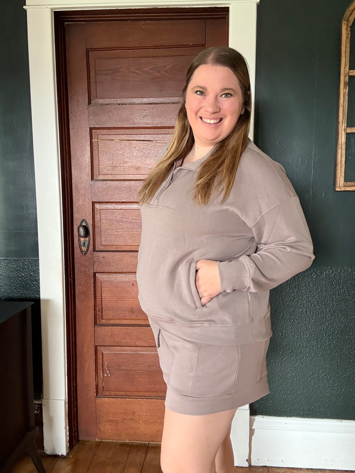 MODAL QUARTER ZIP PULLOVER MOCHA