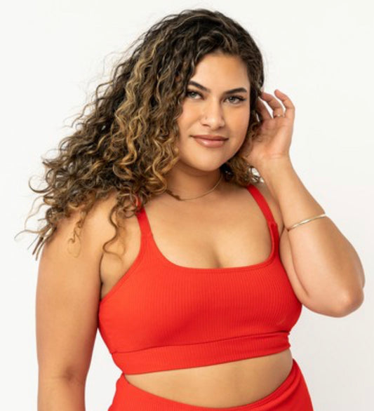 Poppy Red Scoop Neck Swim Top