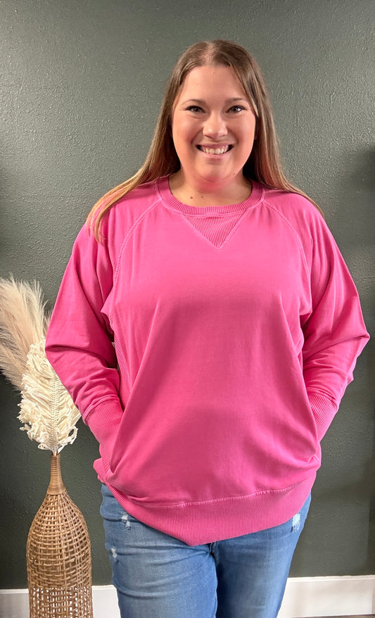 HOT PINK FRENCH TERRY PULLOVER TTW-5176X