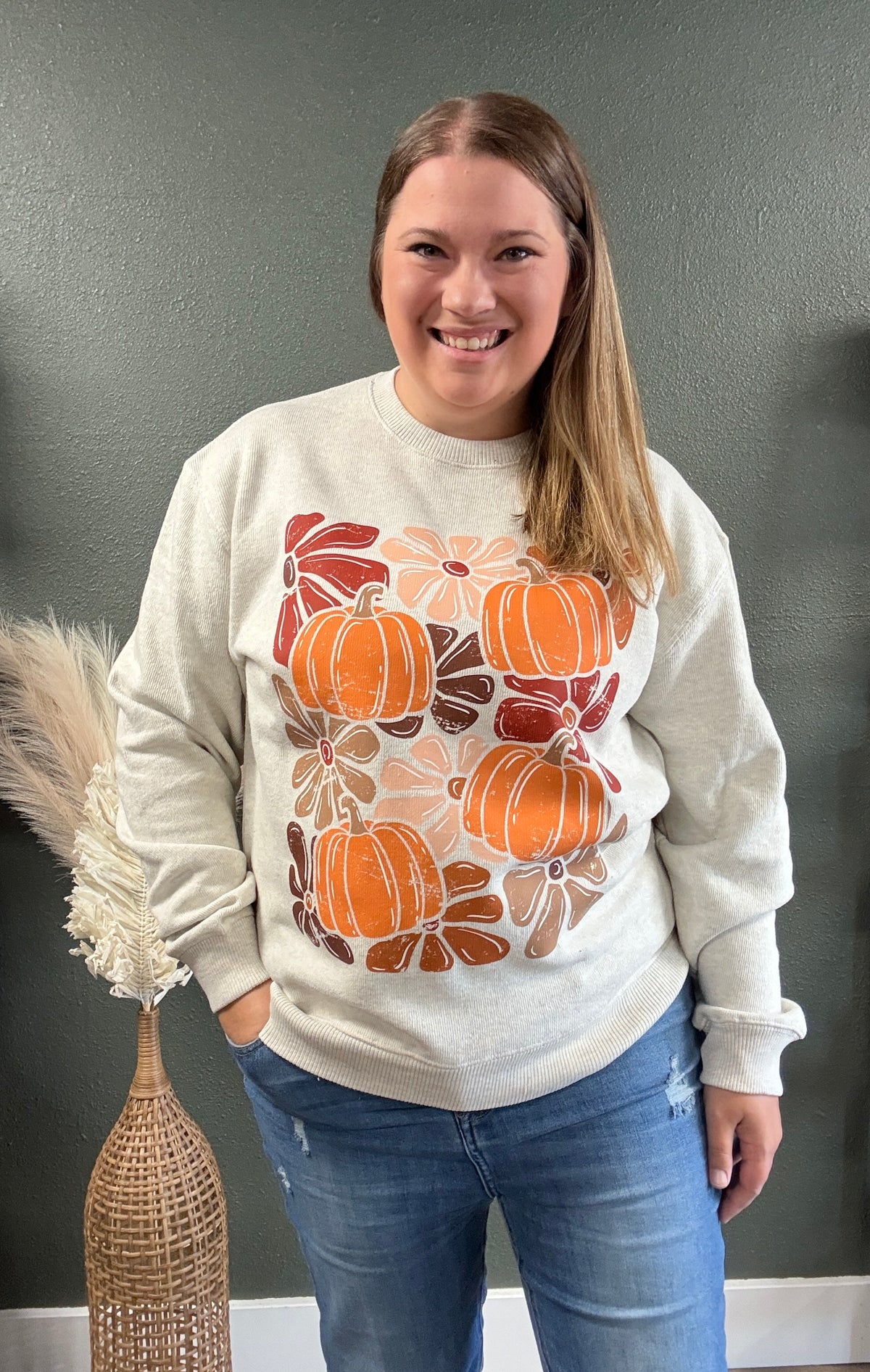 FLORAL PUMPKIN SWEATER