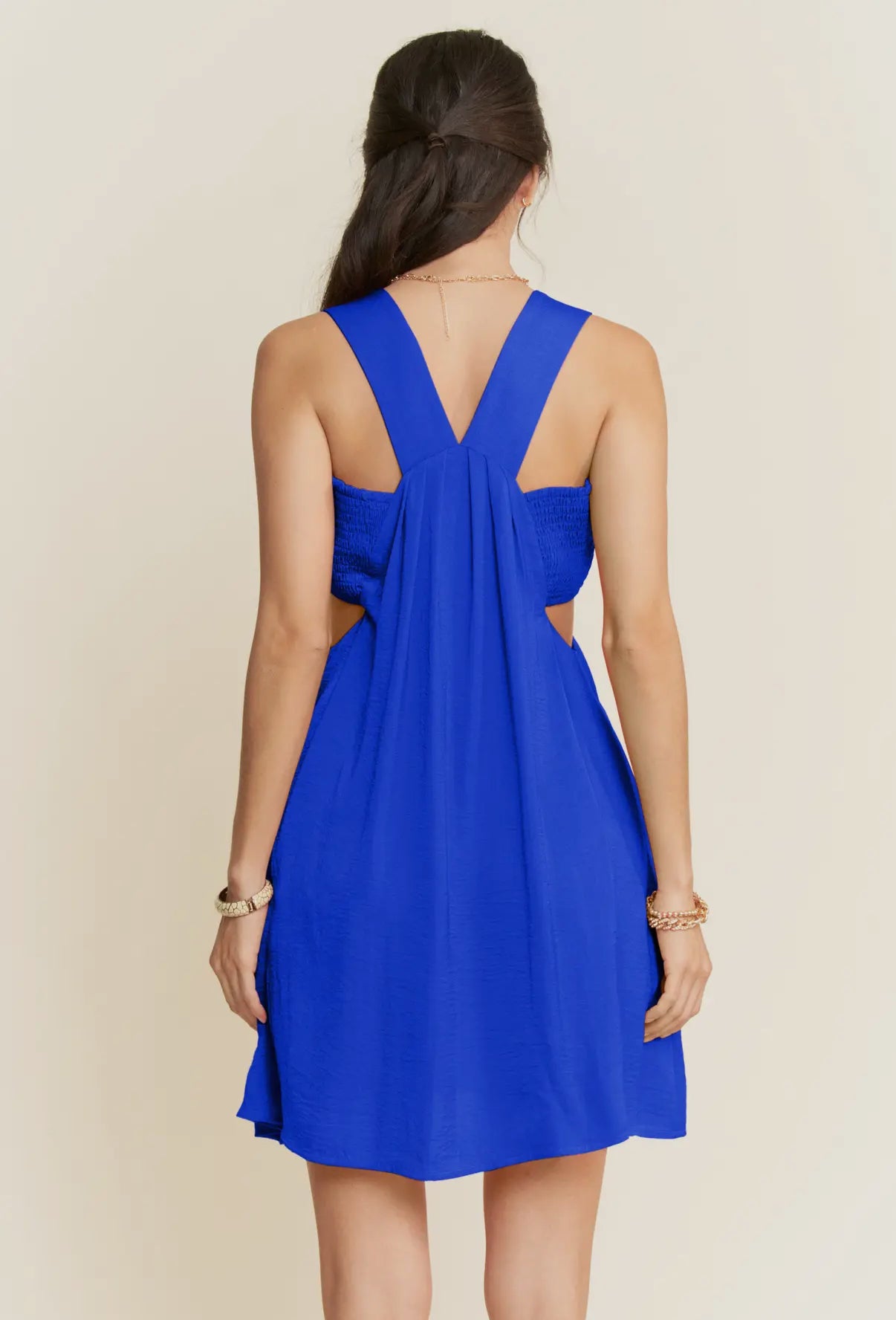 SATIN CUTOUT MINI DRESS