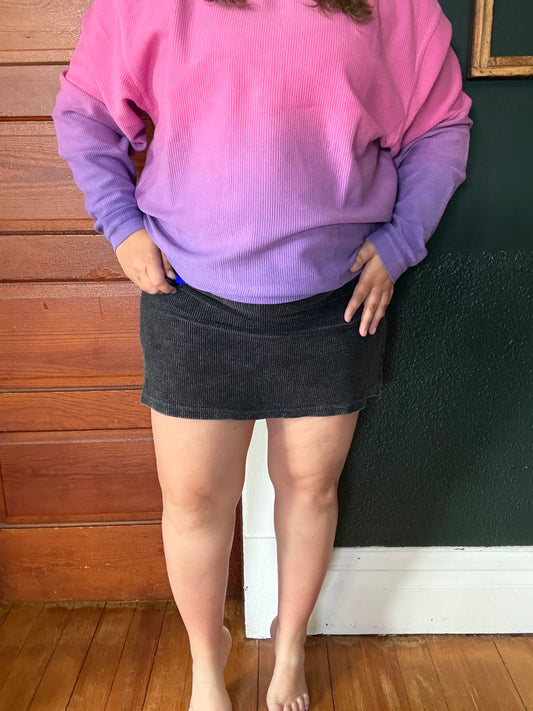 CORDED SKORT WASHED BLACK