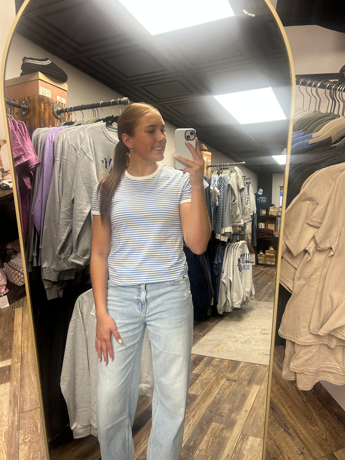 RIB BANDED TEE CORNFLOWER BLUE