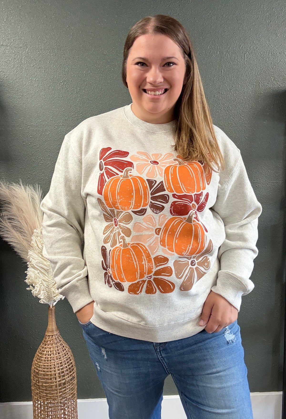 FLORAL PUMPKIN SWEATER