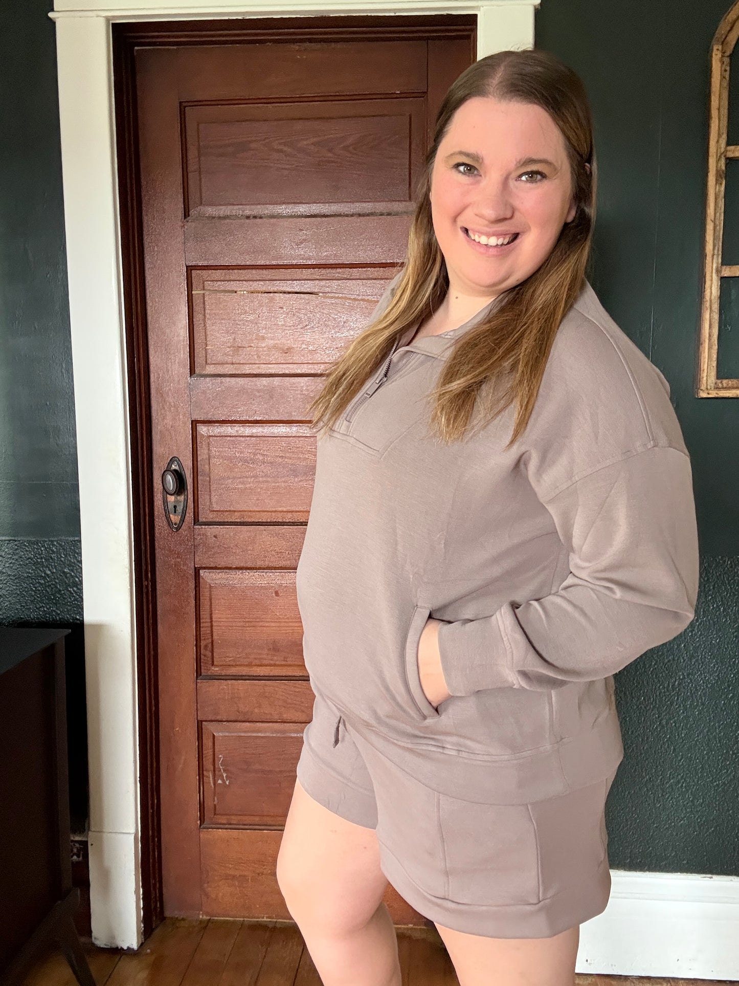 MODAL QUARTER ZIP PULLOVER MOCHA