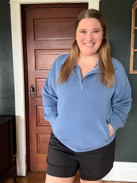 MODAL QUARTER ZIP PULLOVER PARADISE BLUE