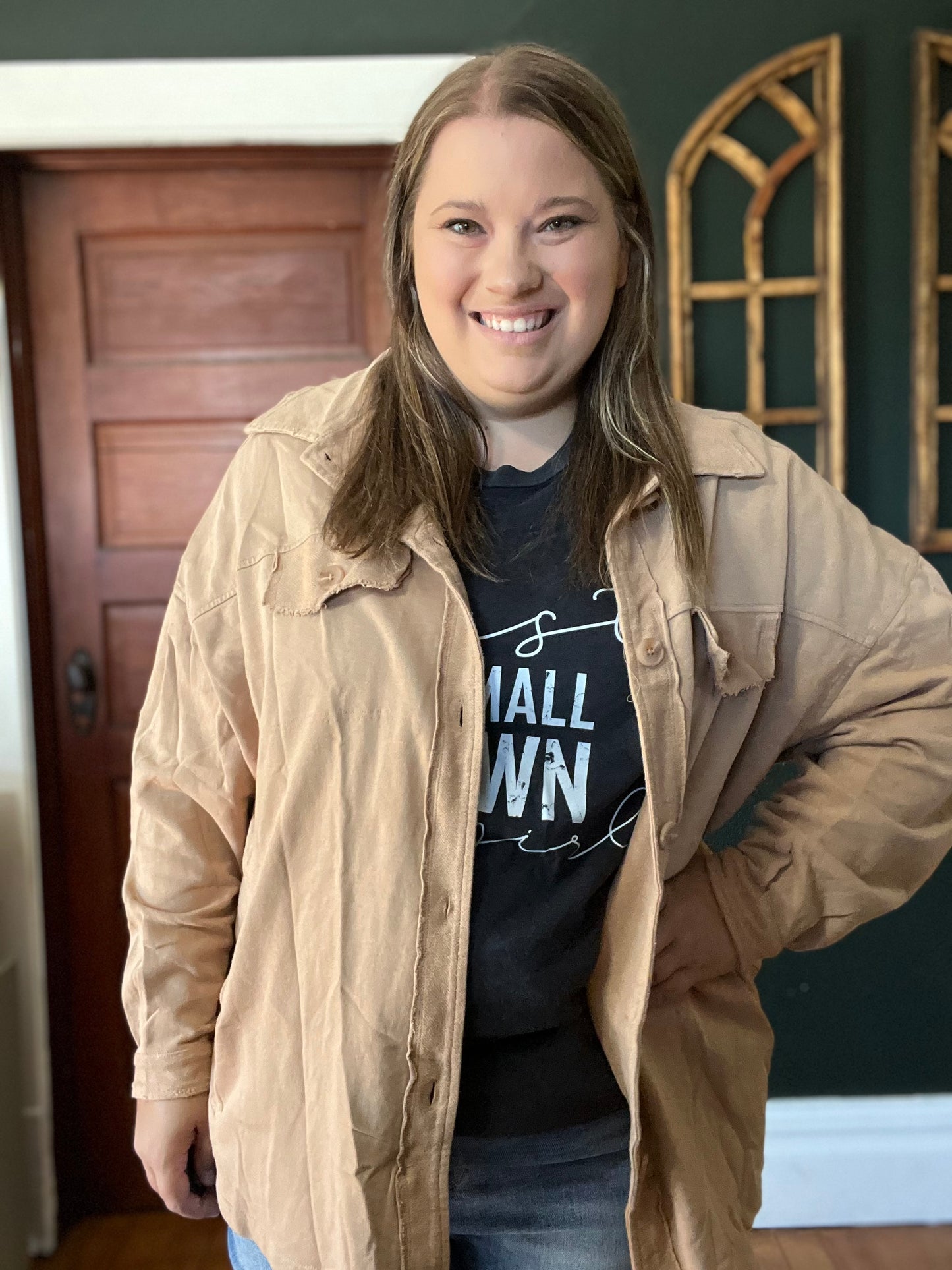 TERRY BUTTON DOWN JACKET LATTE