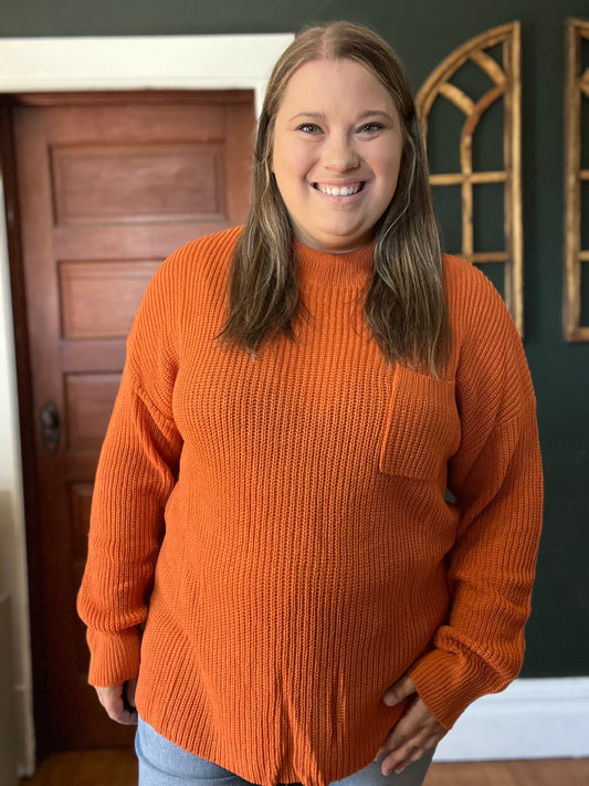 MOCK NECK SWEATER PUMPKIN