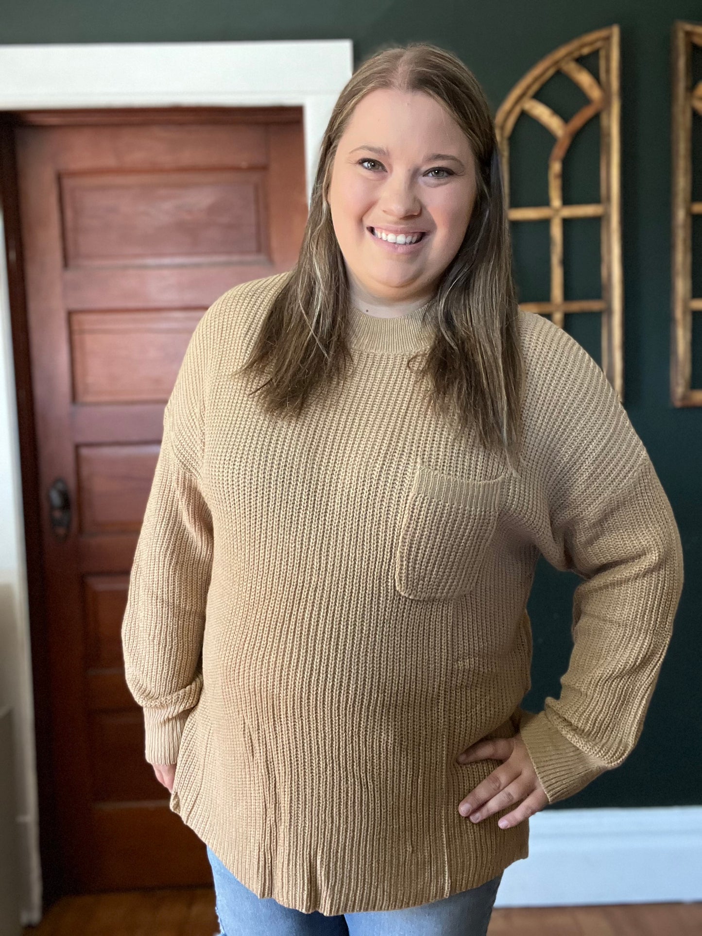 MOCK NECK SWEATER TAUPE