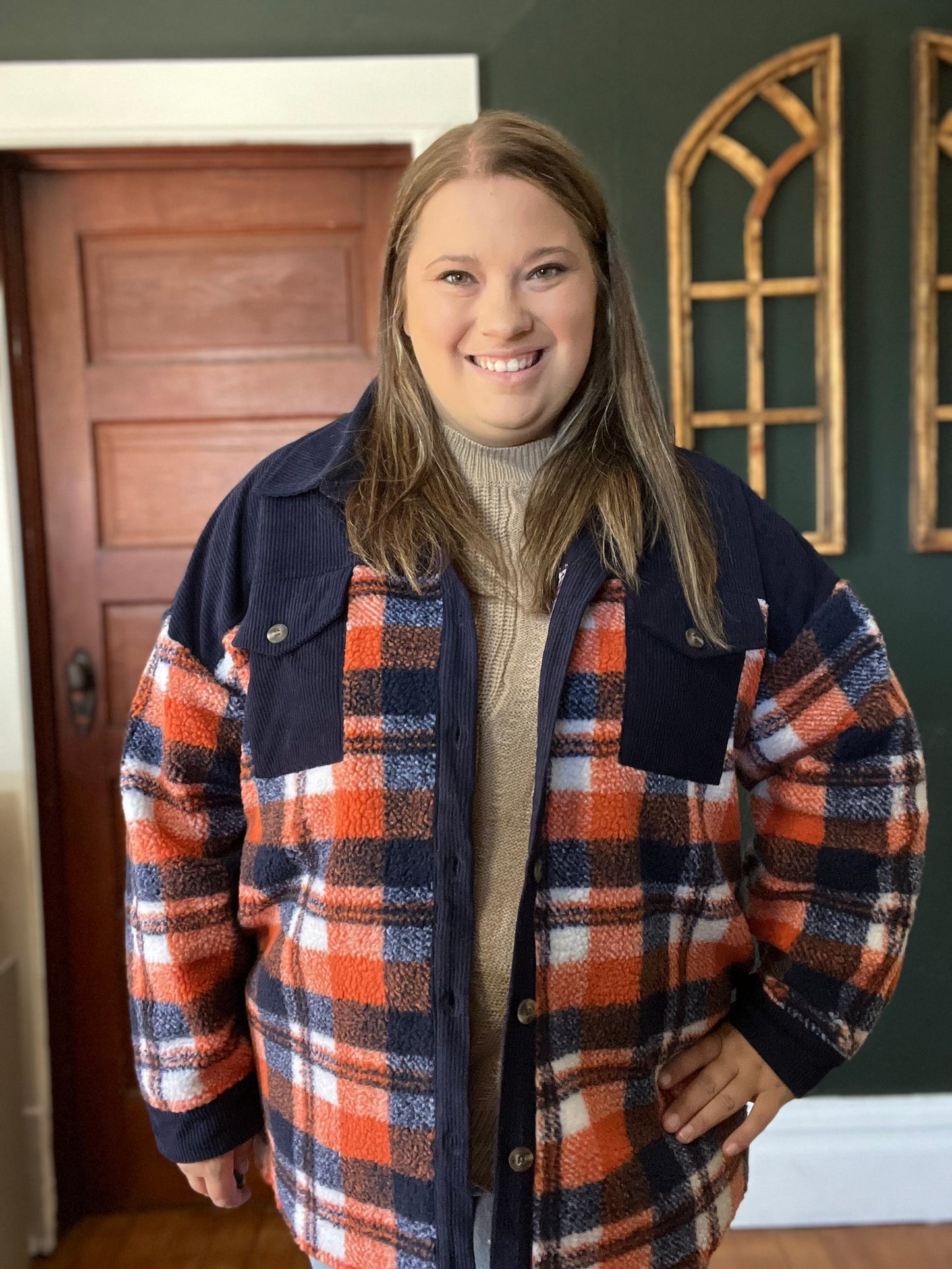 PLAID SHERPA JACKET