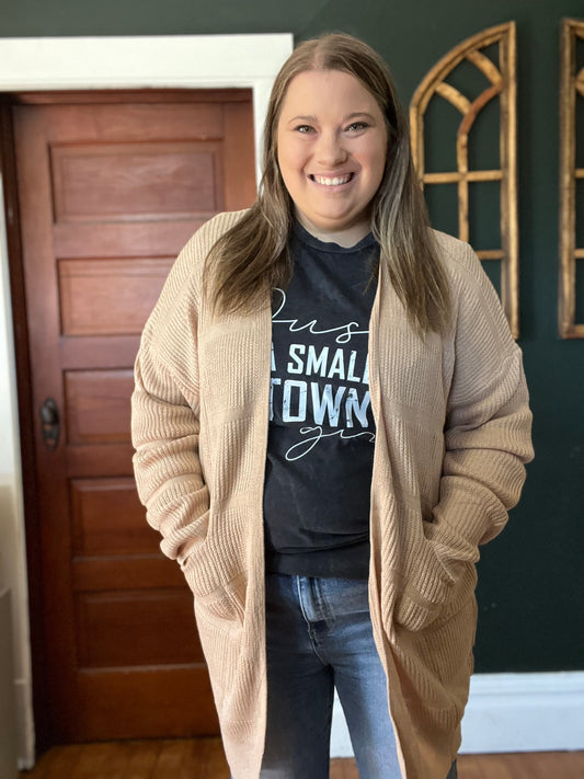 TEXTURED OPEN CARDIGAN TAUPE