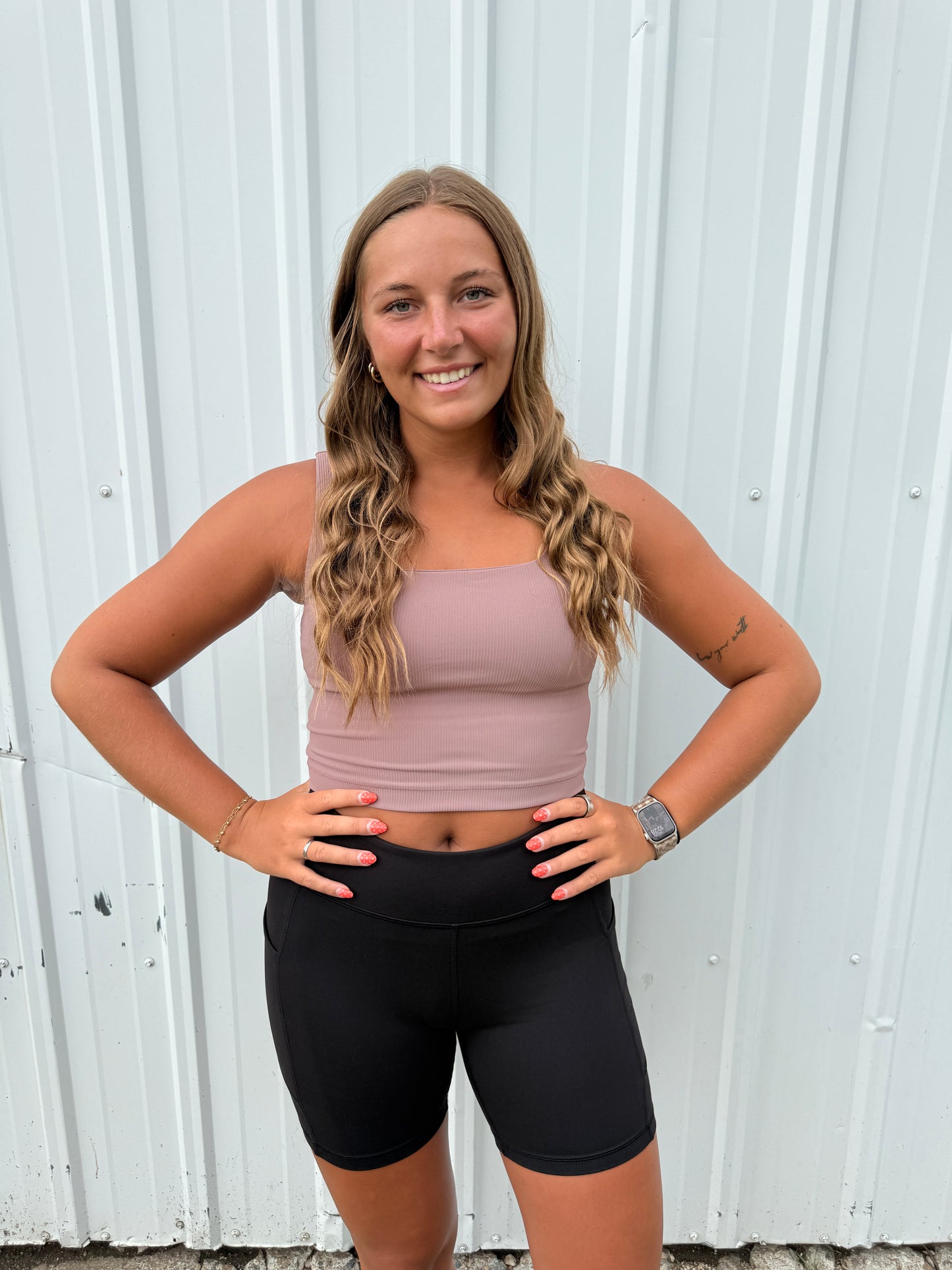 RIBBED SPORTS BRA CLAY ROSE