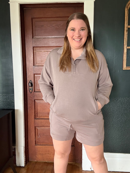 MODAL QUARTER ZIP PULLOVER MOCHA