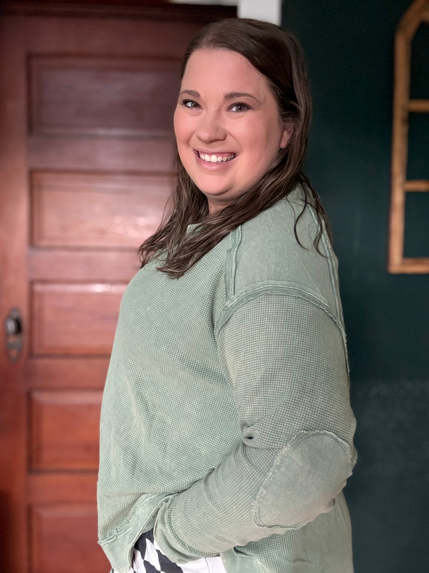 ELBOW PATCH KNIT TOP