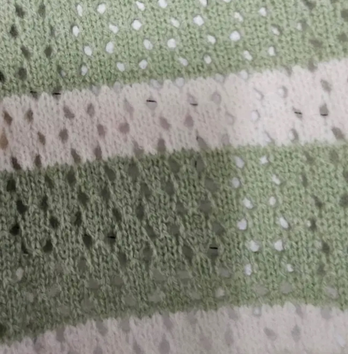 CROCHET STRIPED KNIT TOP SAGE