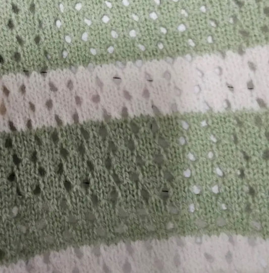 CROCHET STRIPED KNIT TOP SAGE