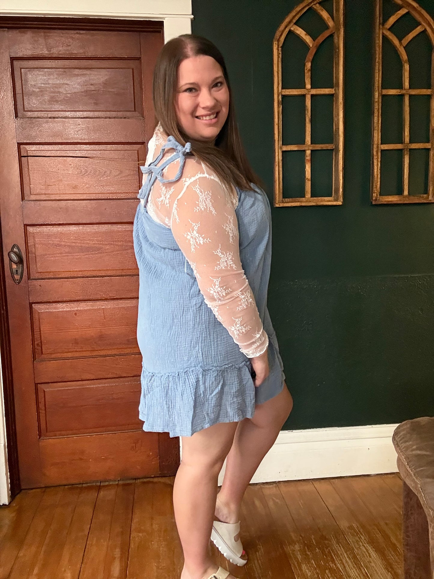 MINERAL WASHED TIE MINI DRESS