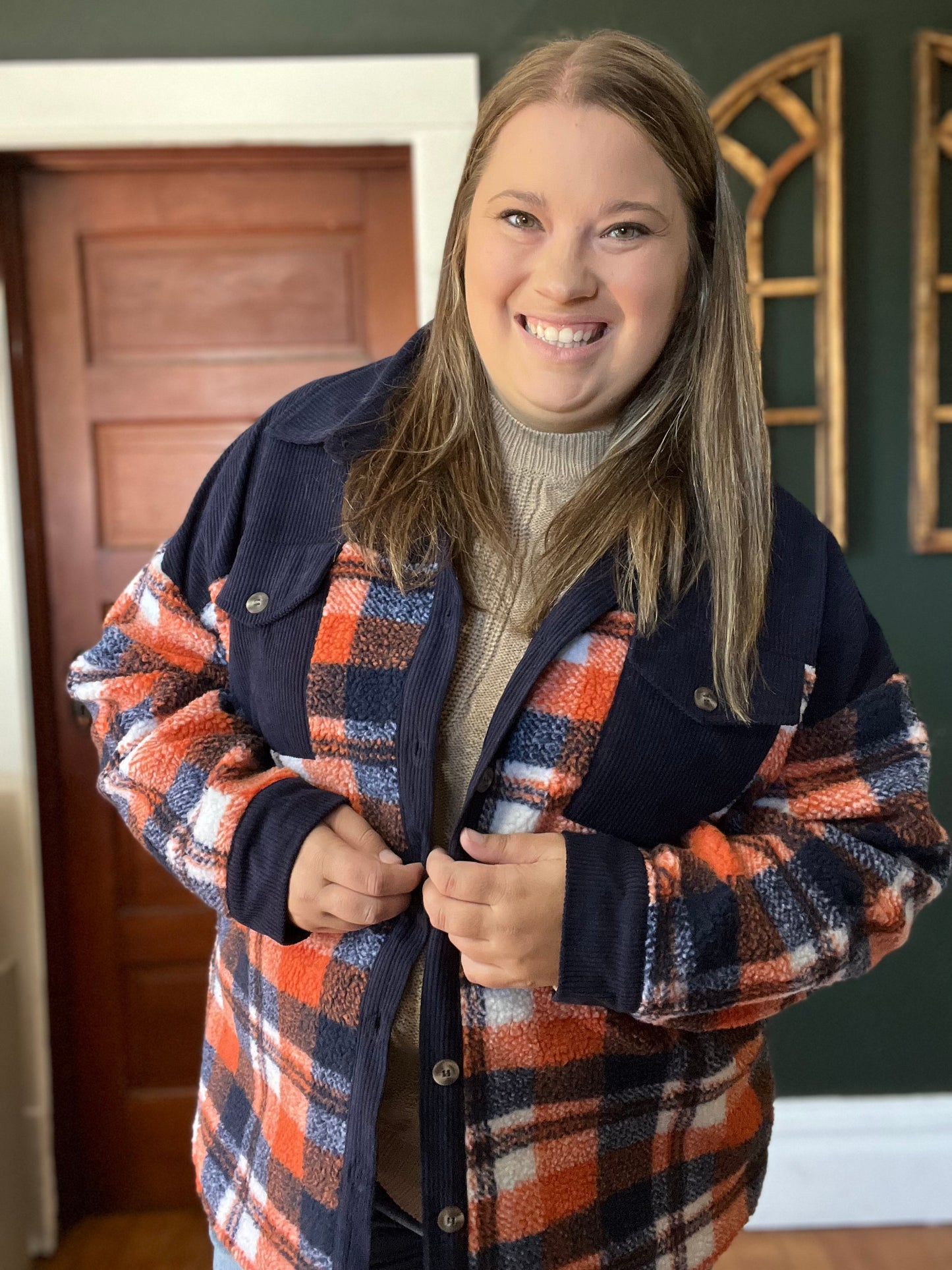 PLAID SHERPA JACKET