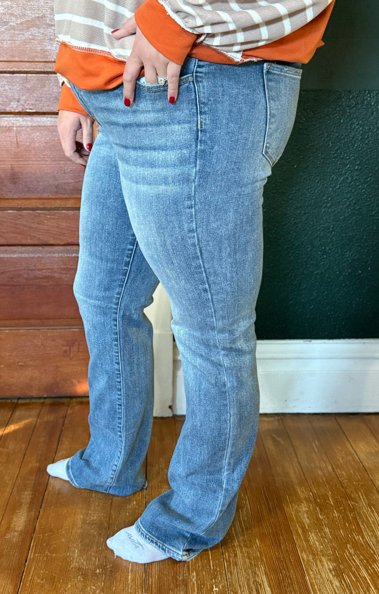 RISEN: MID RISE STRAIGHT LONG DENIM RDP5508X