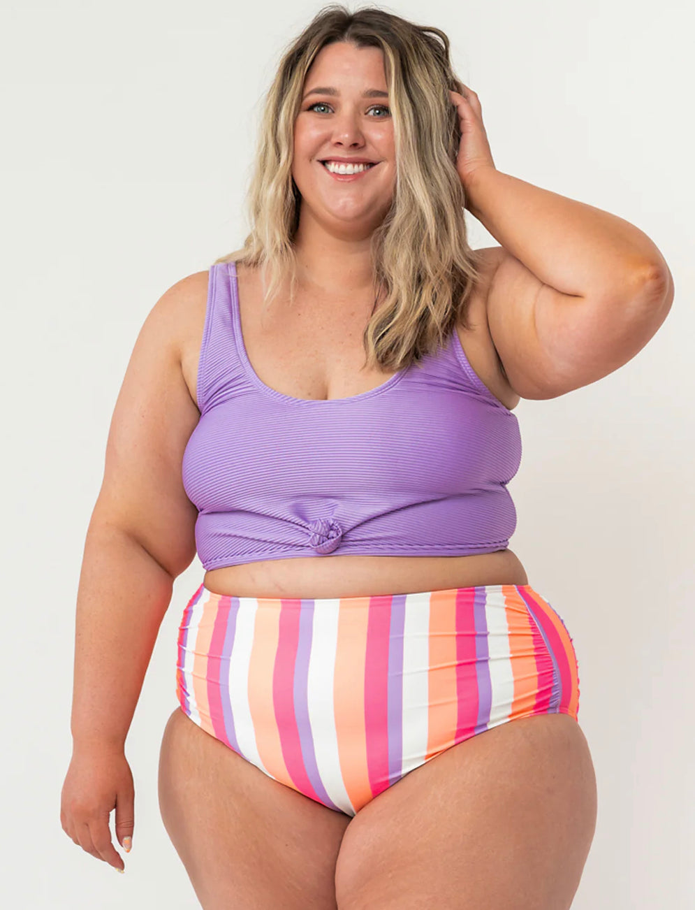 Purple Knotted Front Swim Top