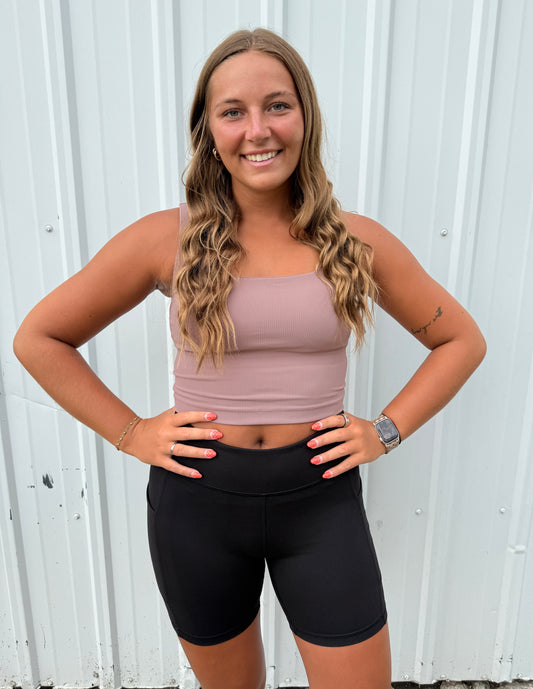 RIBBED SPORTS BRA CLAY ROSE
